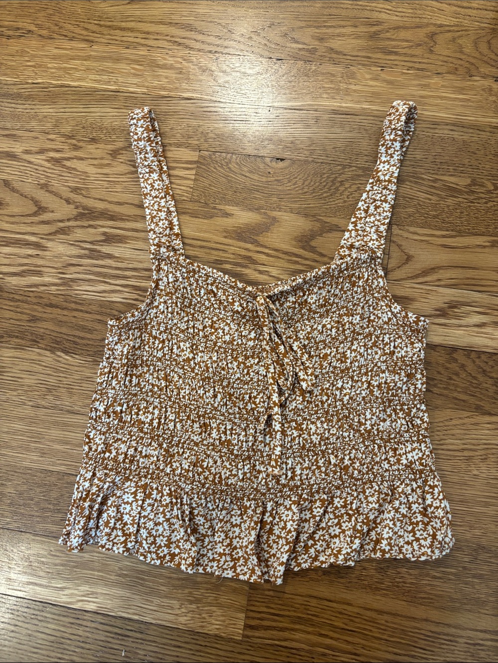T.J.Maxx Rust Brown Floral Smocked Tank Top